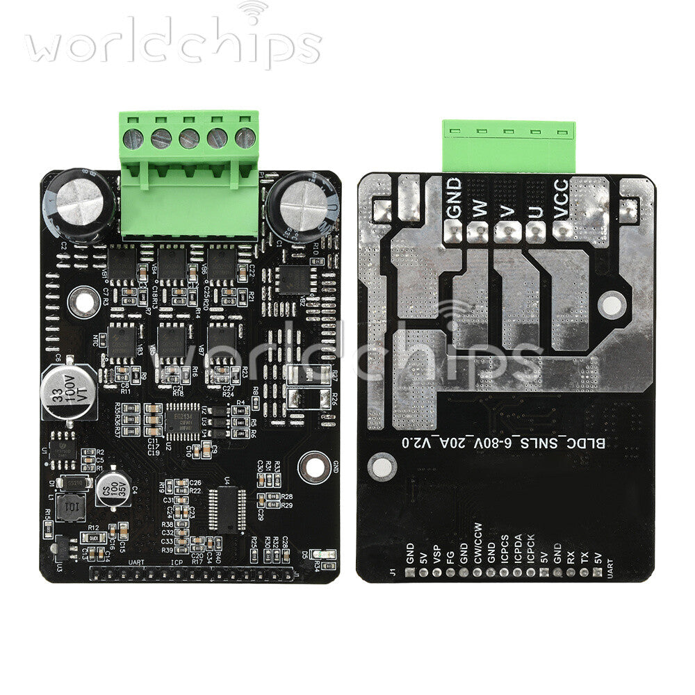 DC 6-80V BLDC 3-Phase DC Brushless Motor Controller 1600W 50A PWM Motor Driver