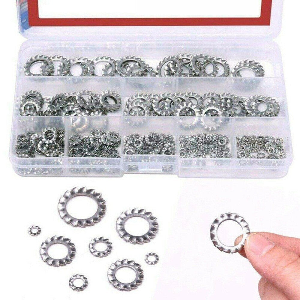 300 Pcs/Set Silver Washers  304-Stainless Steel External Star Assortment-Kit