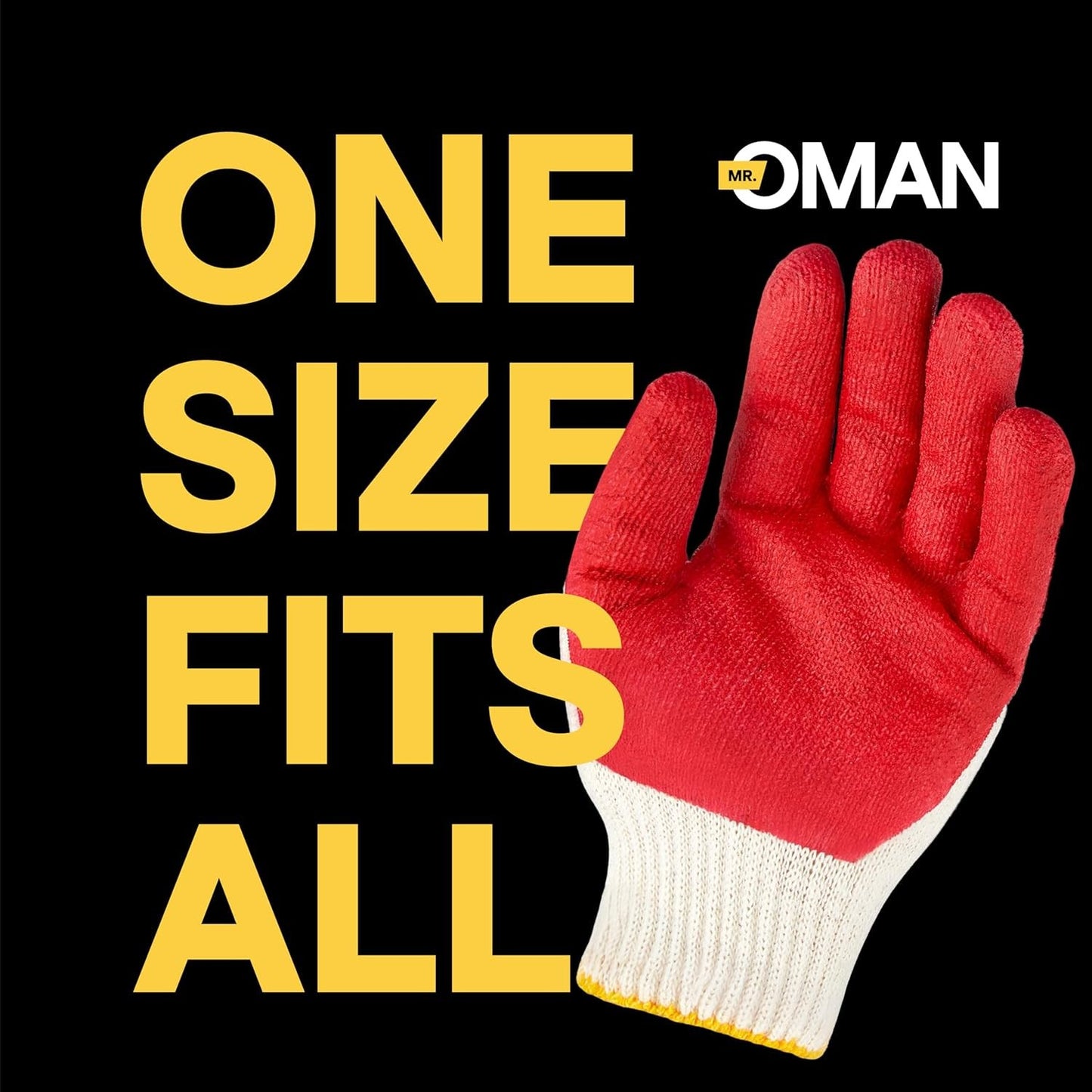 Red Palm Latex Work Gloves, Cotton/Polyester Shell, Durable