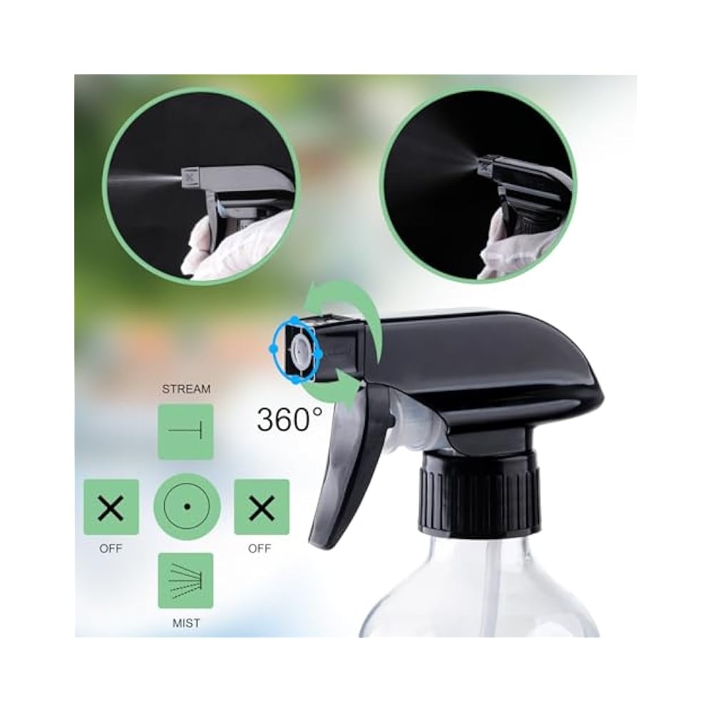 Clear/Brown Spray Bottles, 10oz/300ml, Adjustable Head, Refillable