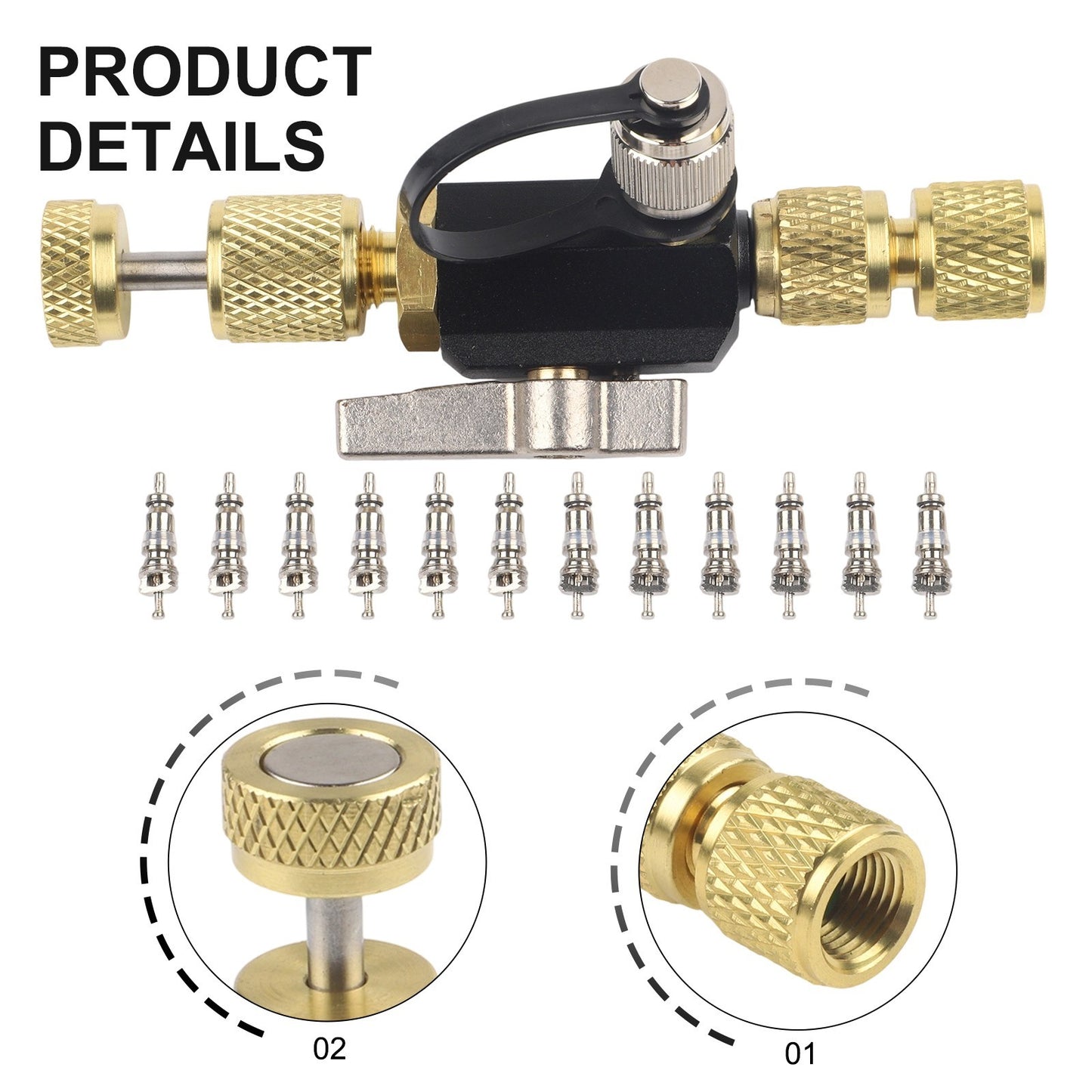 20 Microns Vacuum Valve Core Removal Tool for 14 and 516 Size Valve Cores