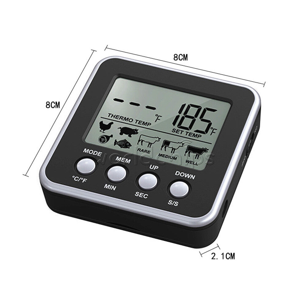 Digital Oven Thermometer Kitchen Meat Thermometer Countdown/ Timer LCD Backlight