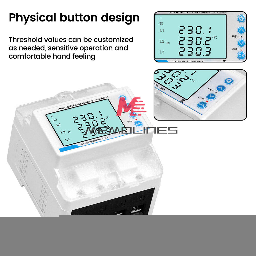 Tuya WiFi 100A 3-phase Smart Reclosing Switch Protector Limiting Circuit Breaker