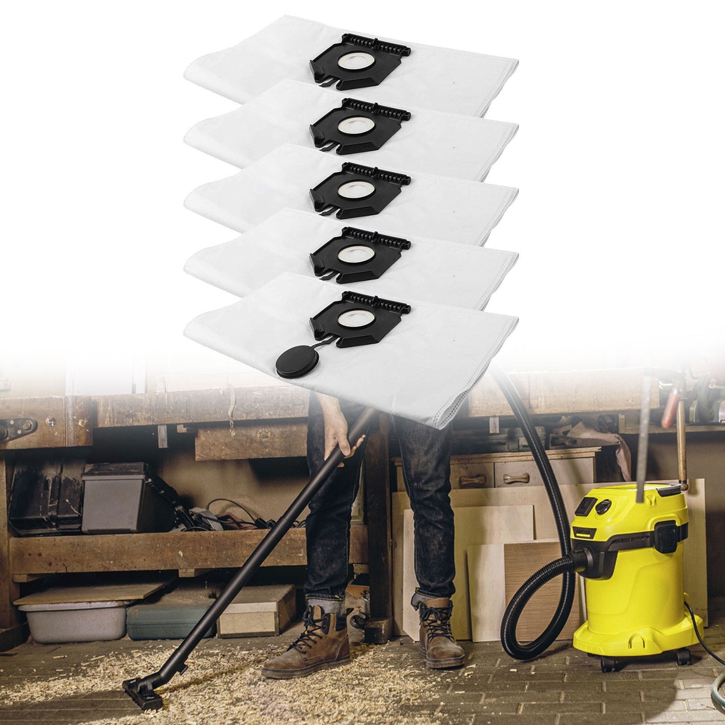 For Karcher Compatible Vacuum Cleaner Bags Set of 5 for Efficient Cleaning