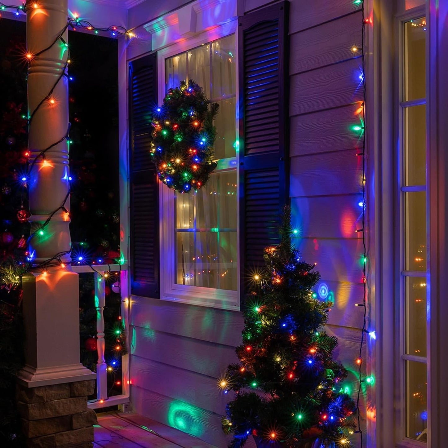 Battery Operated Christmas Lights - 4 Pack Total 66Ft 200 Leds Multicolor Christ
