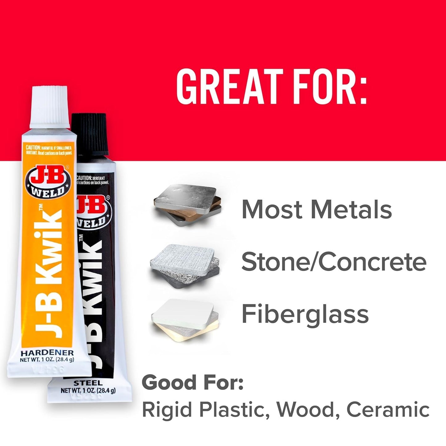 KwikWeld Steel Reinforced Epoxy, 2 oz, Quick-Setting for Metal, Ceramic, Plastic