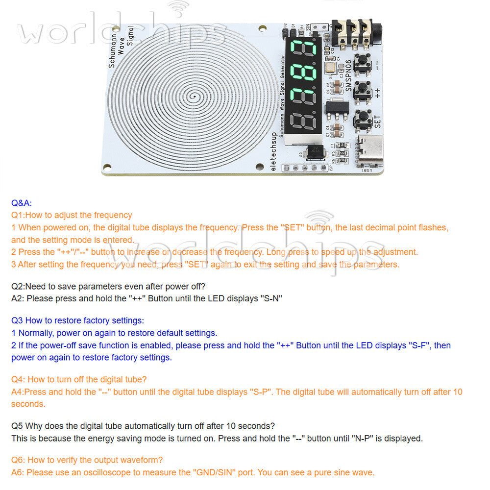 Adjustable 0.01Hz~9999Hz Frequency Schumann Wave Generator 4Bit Digital Display