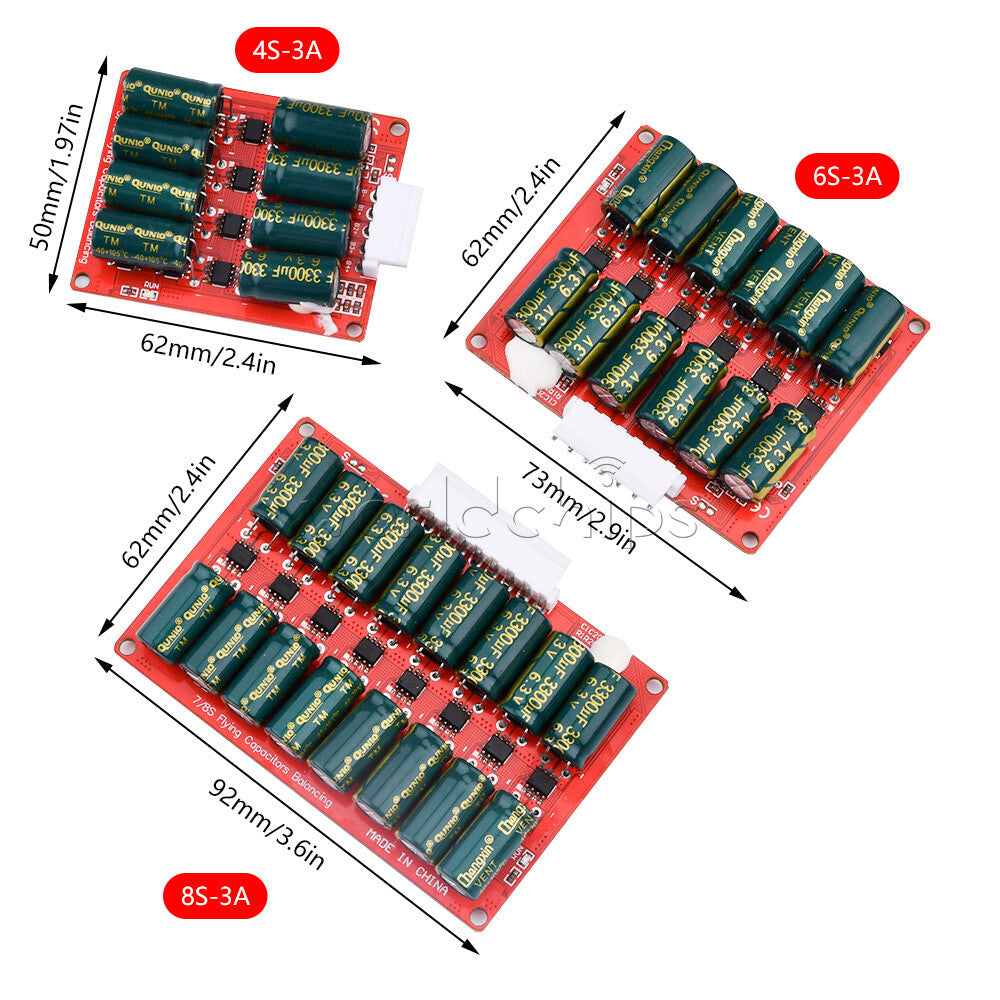 4S 6S 8S 3A LiFePO4 Active Battery Balancer BMS Energy Transfer Capacitor Board