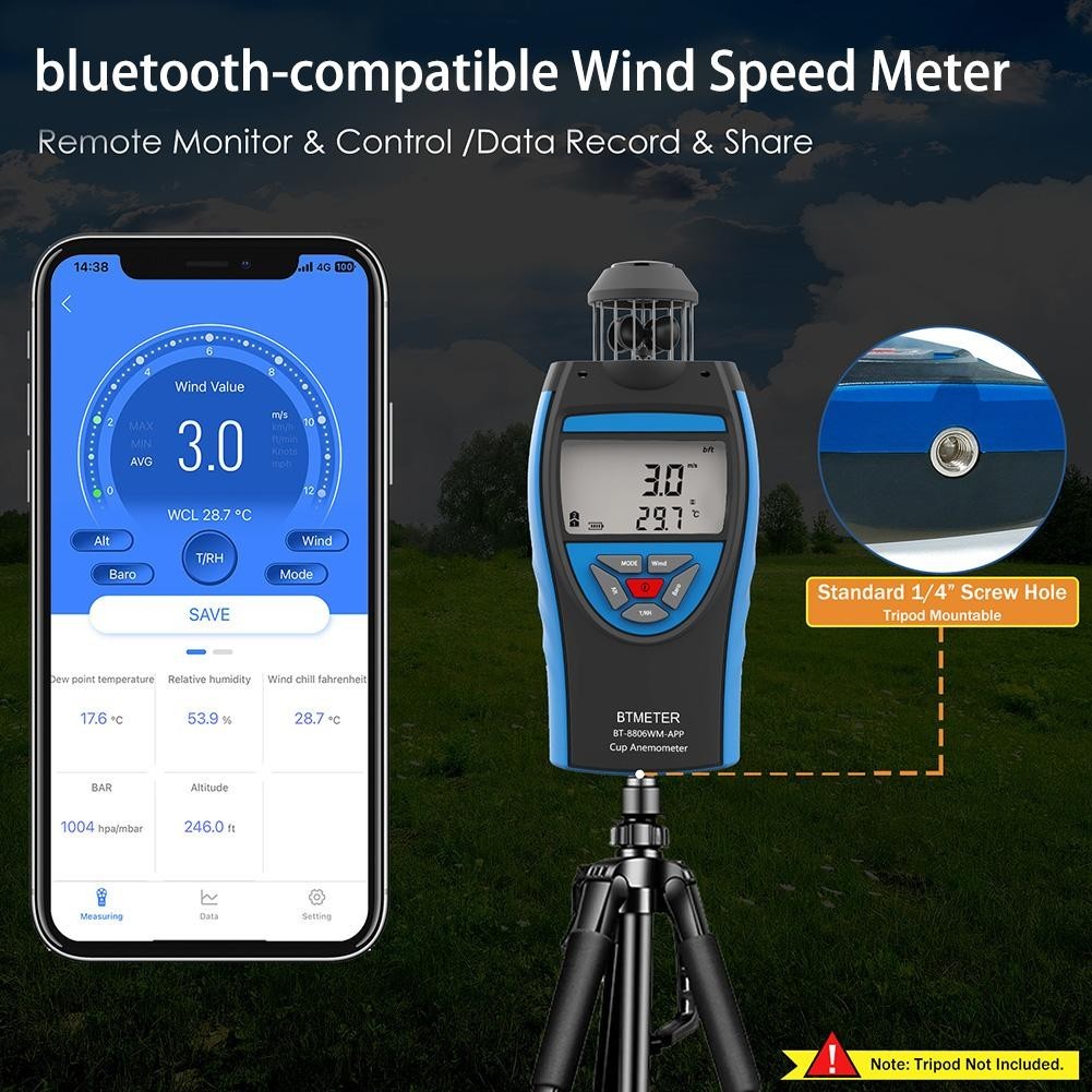 Anemometer with Manual Shutdown and Low Battery Indicator Functionality