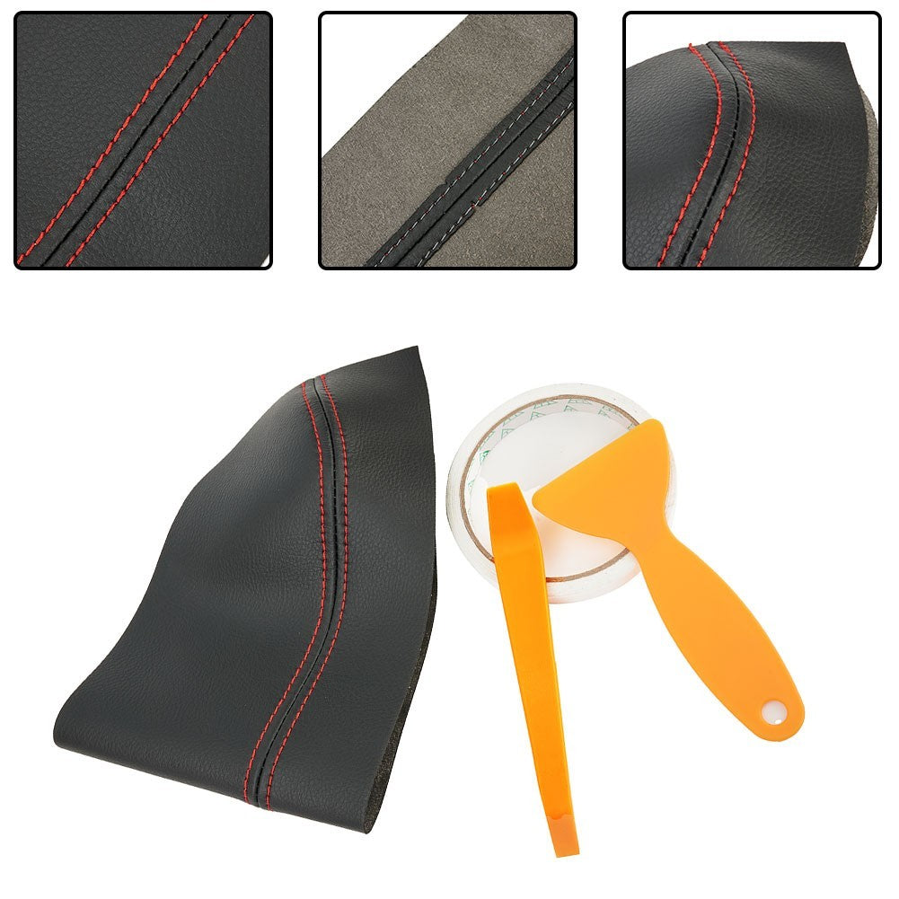 Door Panel Armrest Black Leather W/ Red Stitching For Civic 8th Gen 06-11