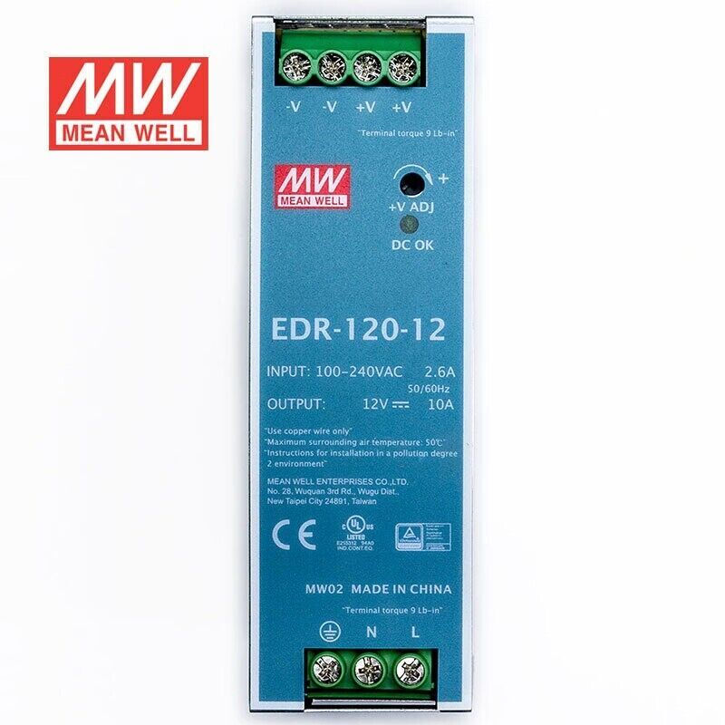Mean Well EDR-120-12 AC/DC DIN rail power supply 120W 12V 10A