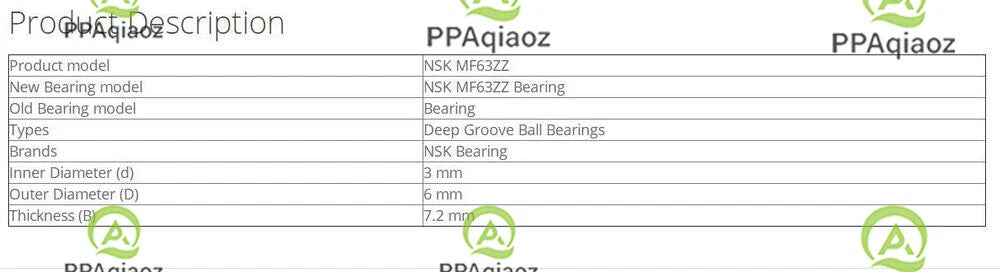 10PCS NSK MF63ZZ Deep Groove Ball Bearings 3x6x7.2mm #P