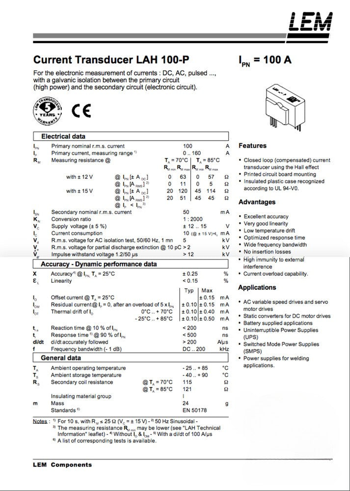 10PCS LEM LAH100-P Current sensor  test Quality Assurance