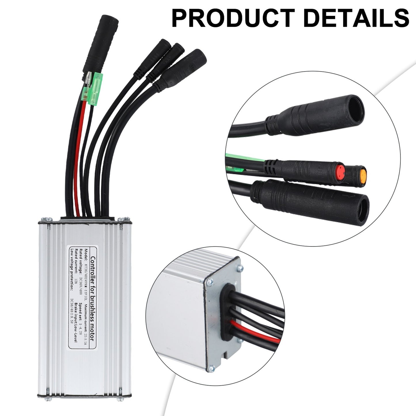 36/48V KT-25A E-bike Waterproof Controller W/Lightline For 750W Brushless Motor