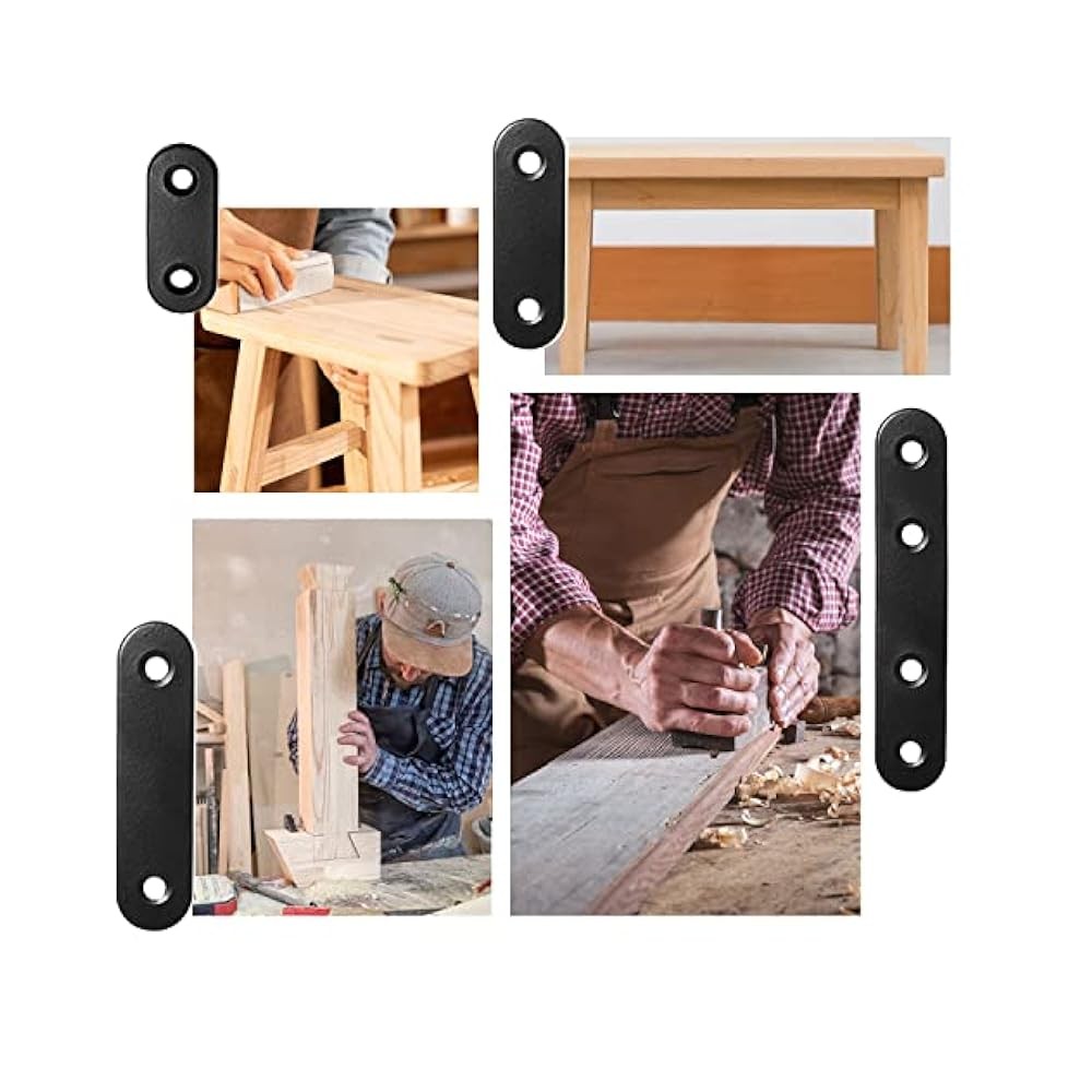 26 Sets Stainless Steel Flat Plate Brackets, 36-76mm, for Wood Repair