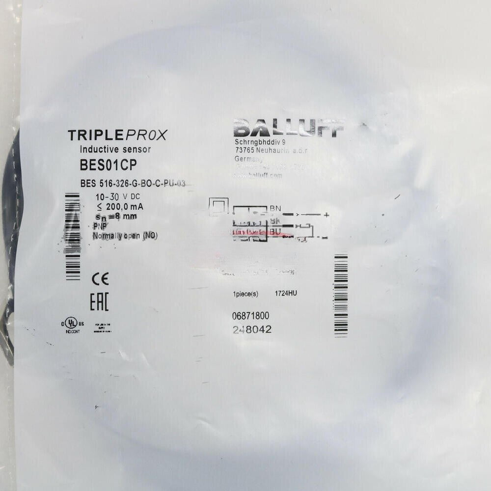1PC  balluff Proximity sensor BES 516-326-G-BO-C-PU-03 BES01CP