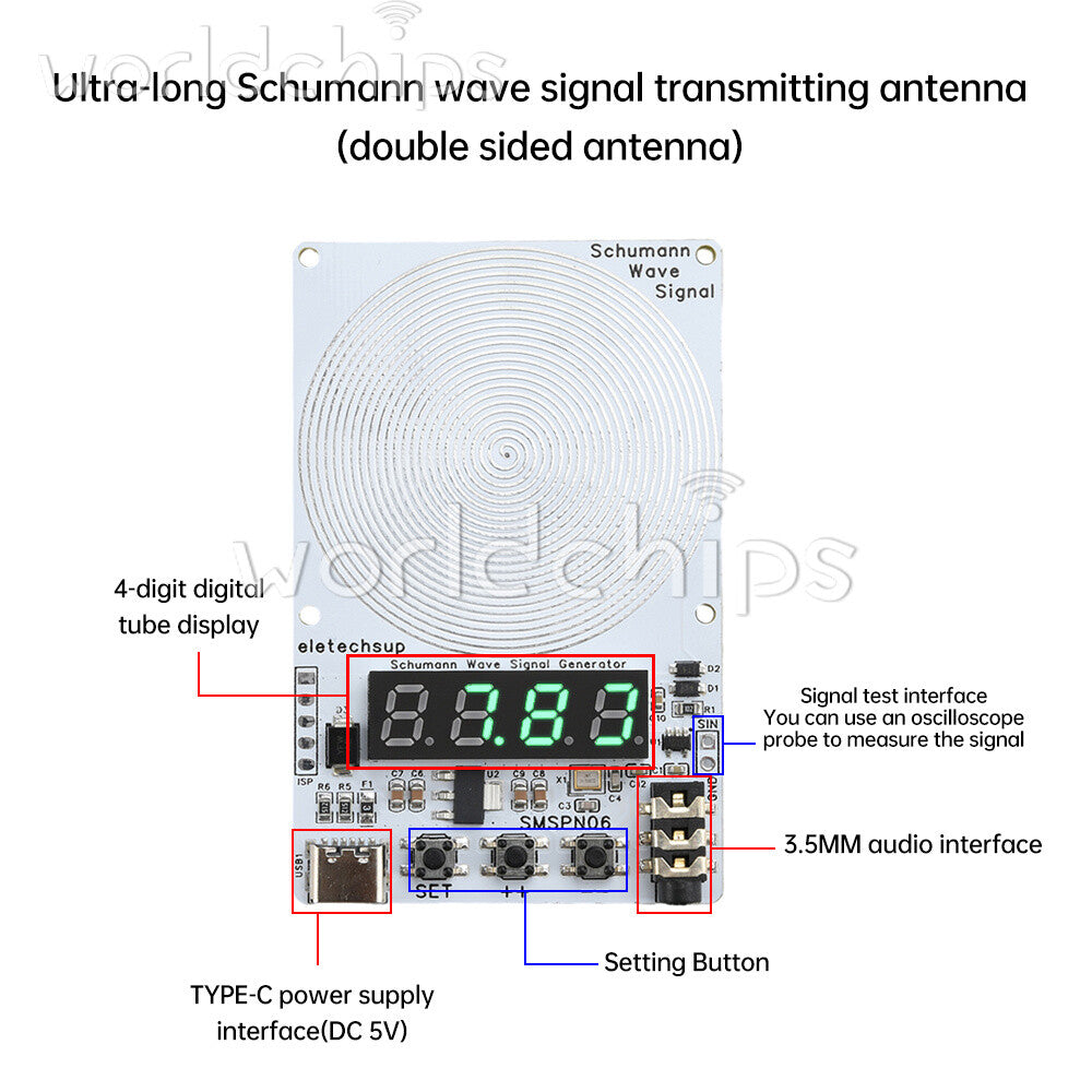 Adjustable 0.01Hz~9999Hz Frequency Schumann Wave Generator 4Bit Digital Display
