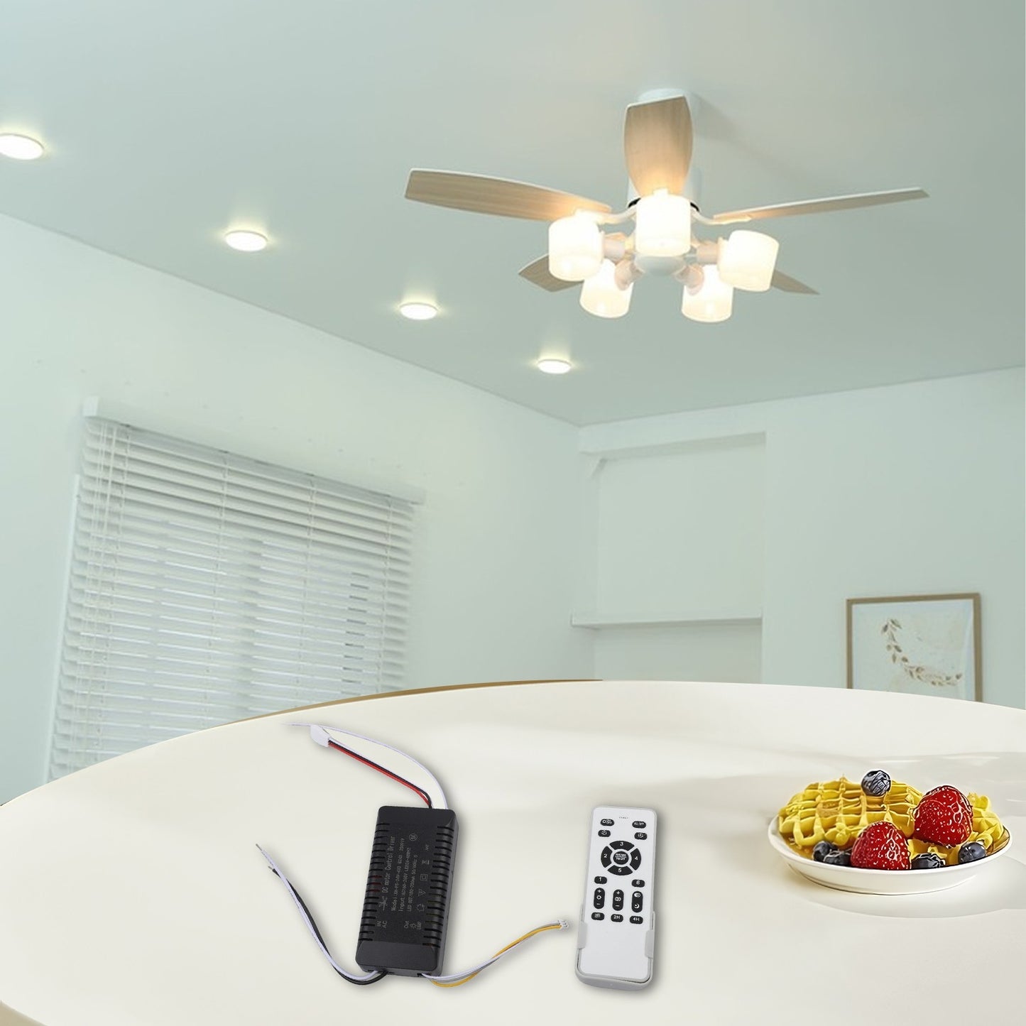 Fan Light Controller with Remote for Bedroom No Dimming LED Compatible Receiver