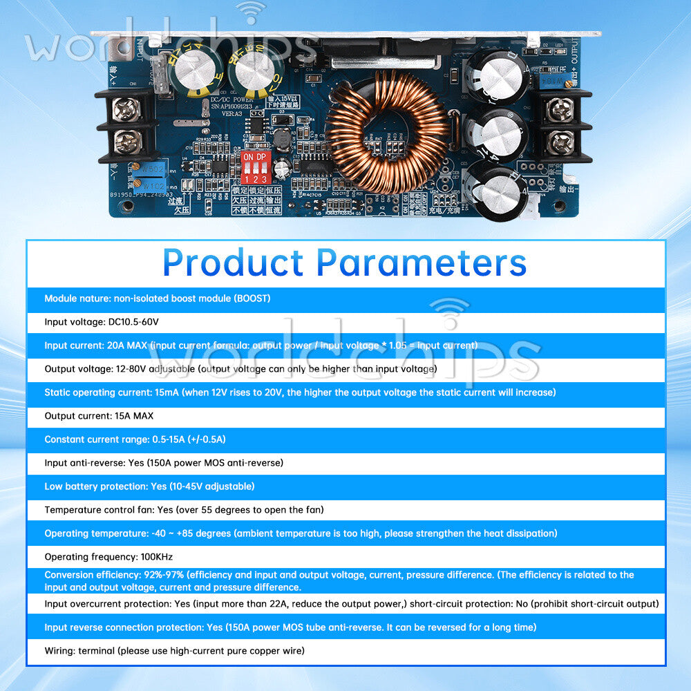 500W 20A DC-DC Boost Converter Constant Voltage and Current Power Supply Module