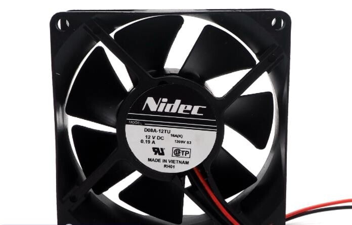 1Pc   NIDEC D08A-12TU 8CM 8025 12V 0.19A Cooling Fan 2-wire