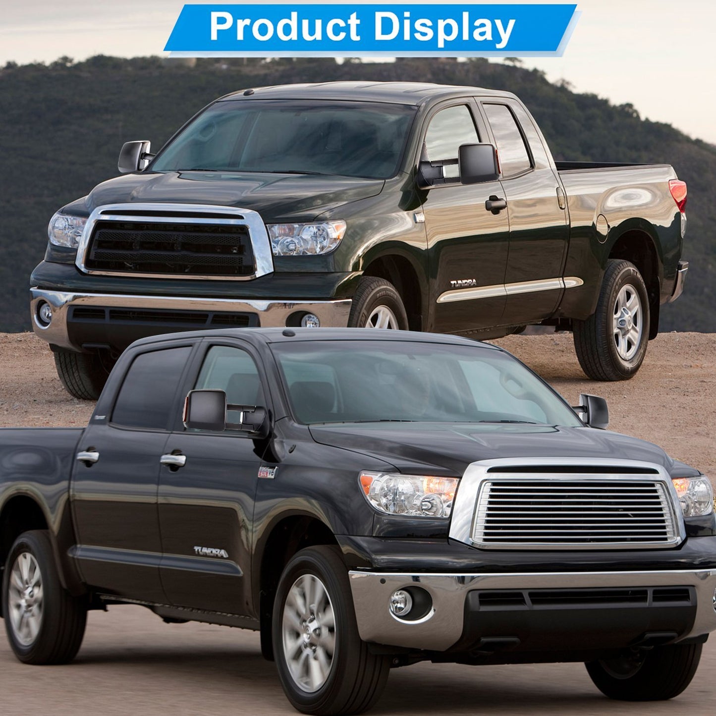 Left + Right Tow Mirrors for 07-17 Toyota Tundra Power Heated LED Turn Signal