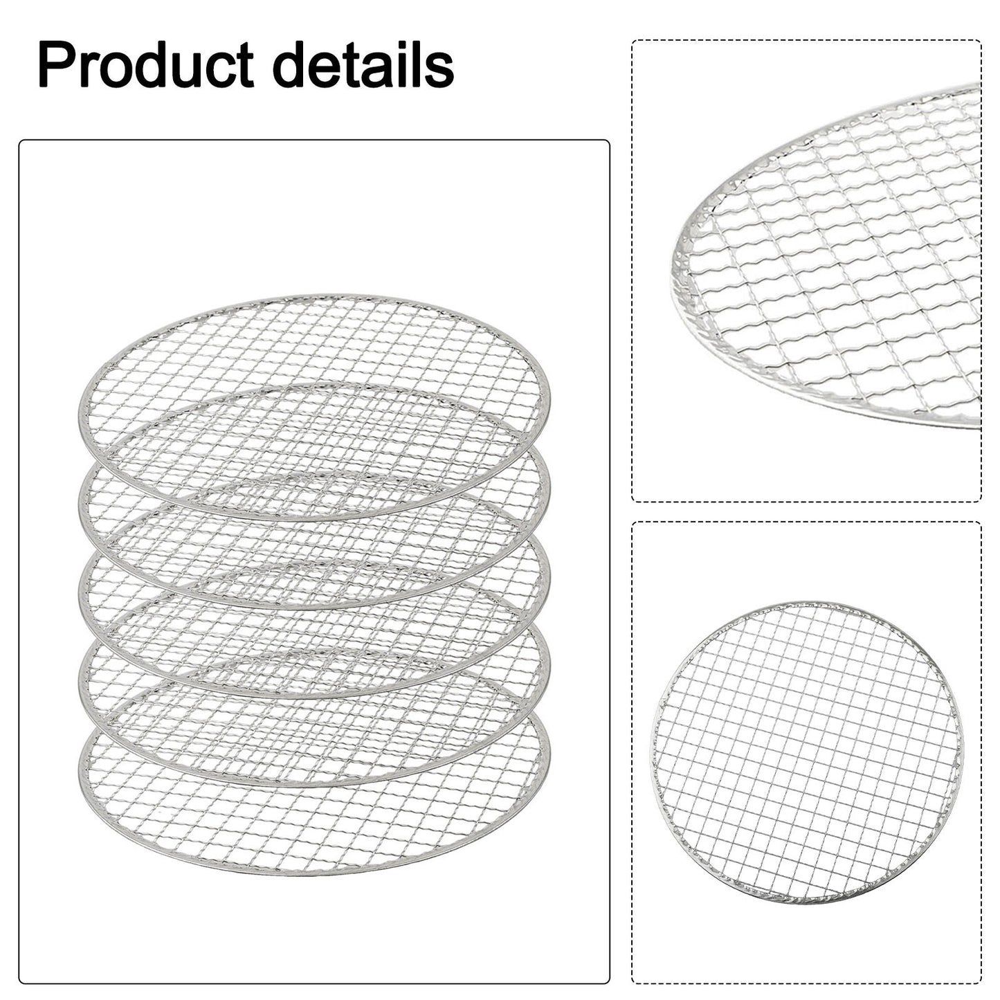 5pcs Round Disposable Wire Net Grill Racks Iron Roast Grate Cooking Barbecue BBQ
