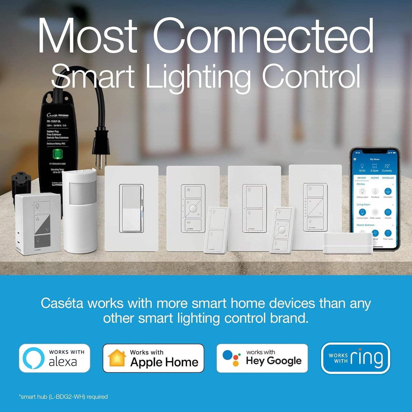 Smart Light Switch, Single-Pole/3-Way, Neutral Required, for LED & Fans