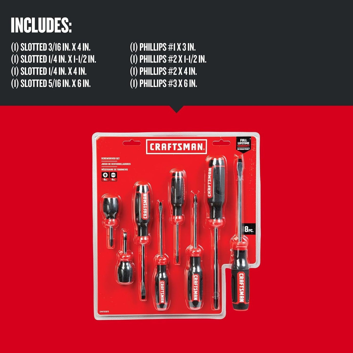 Screwdriver Set, Bi-Material, 8 Piece Set (CMHT65075N)