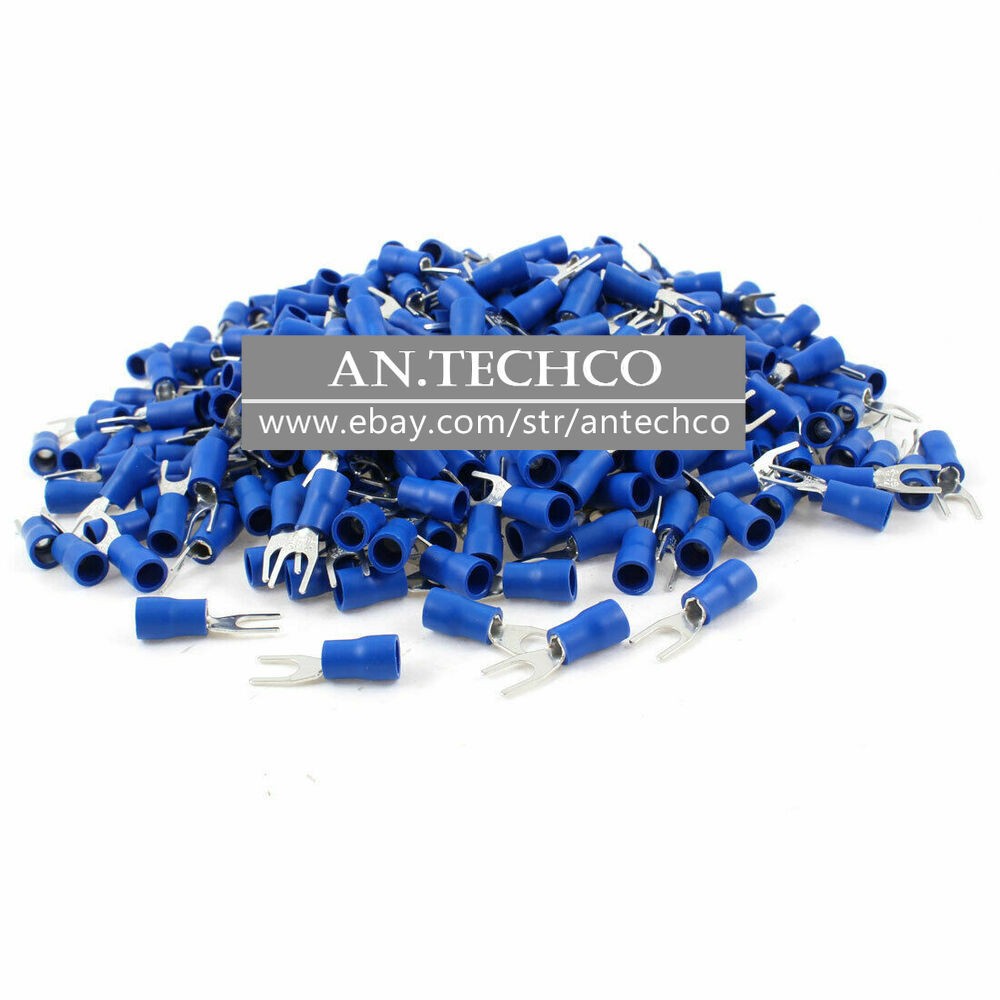 1000 Pcs Blue Pre Insulated Fork Terminals SV2-4S for AWG 16-14 Wire #8 Stud