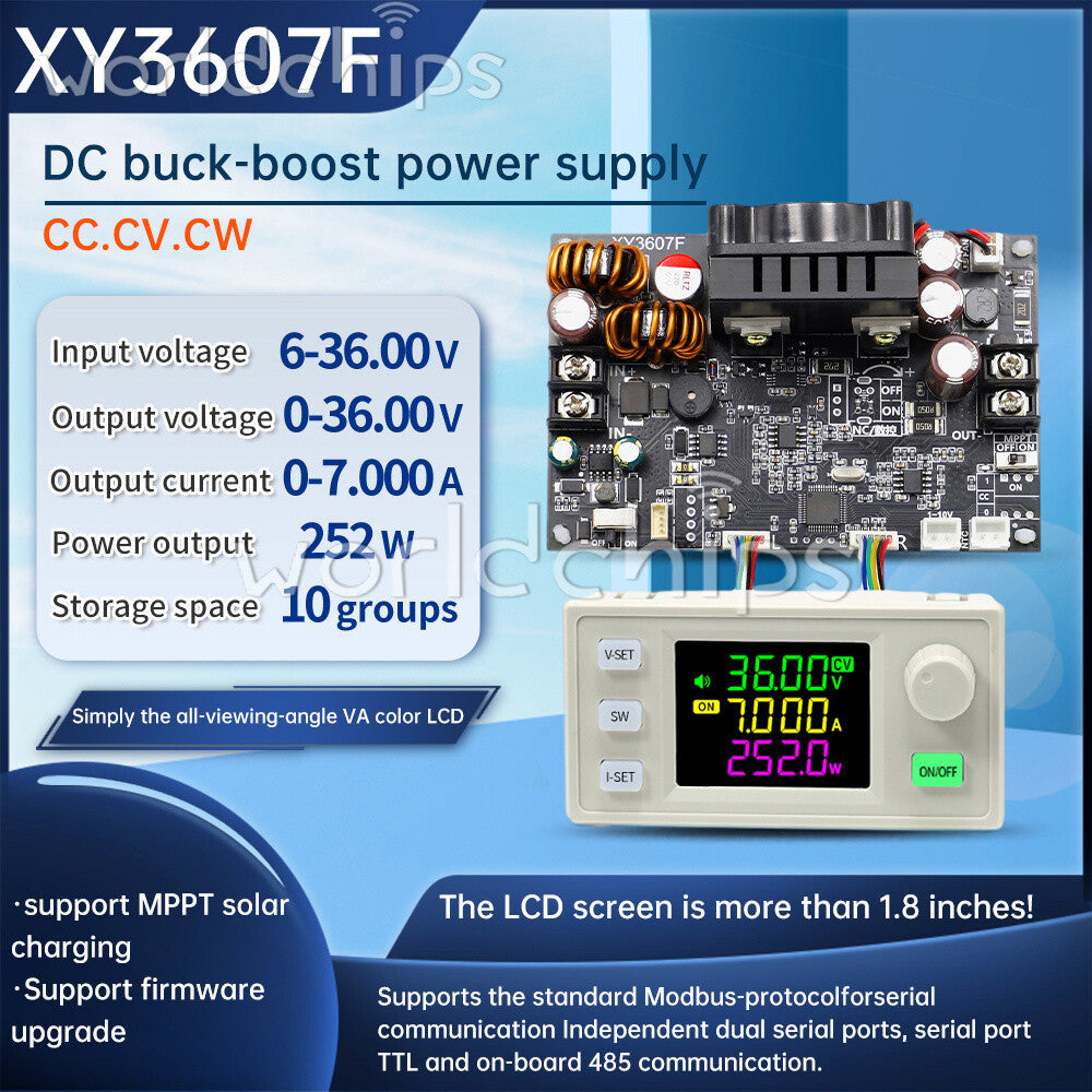 XY3607F CNC Buck Boost DC Adjustable Regulated Power Supply Solar Charging 252W