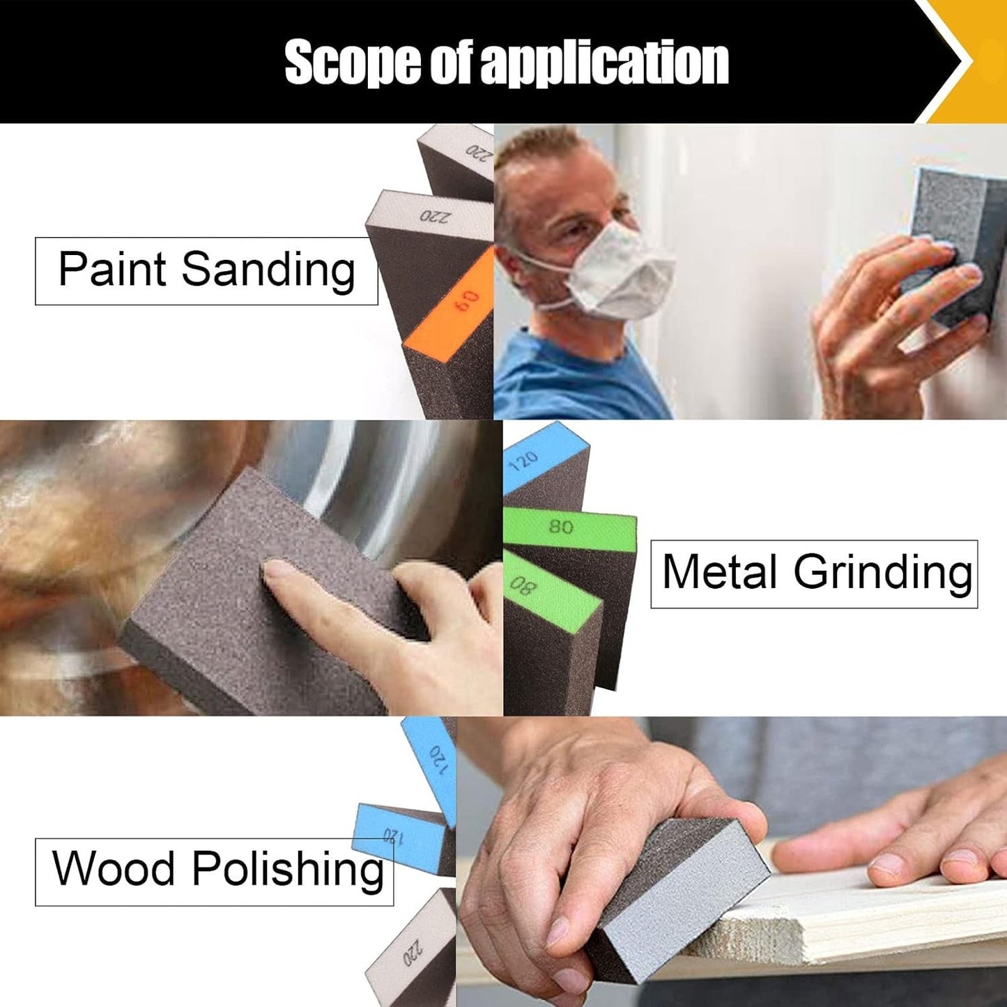 BOSHCRFAT 10 Pack Sanding Block, Washable and Reusable Sanding Sponge for Wood D