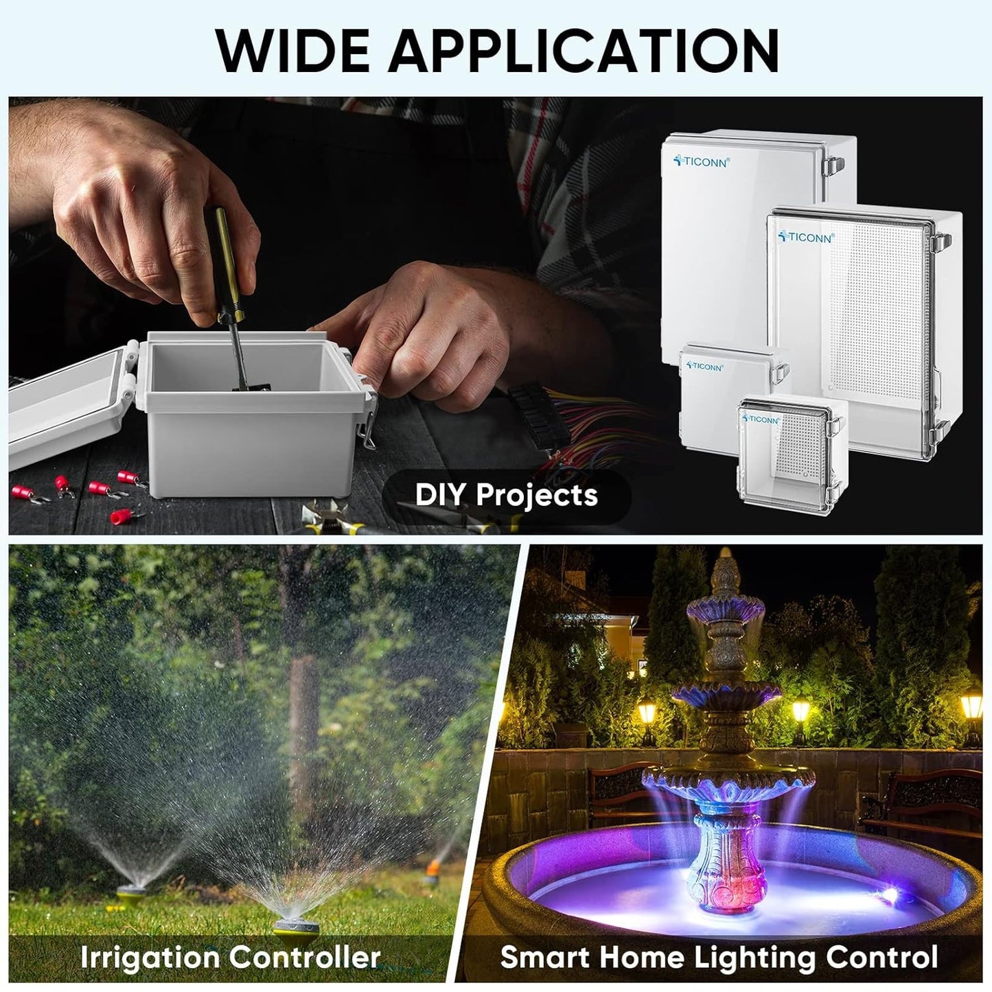 Waterproof Electrical Junction Box IP67 ABS Plastic Enclosure with Hinged Cover