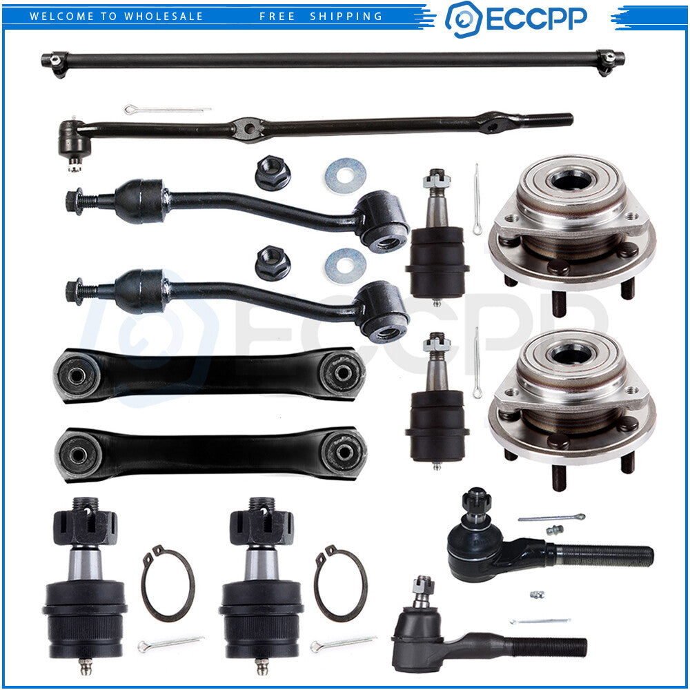14Pcs Front Control Arm Ball Joint Tie Rod End Sway Bar For 00-06 Jeep Wrangler