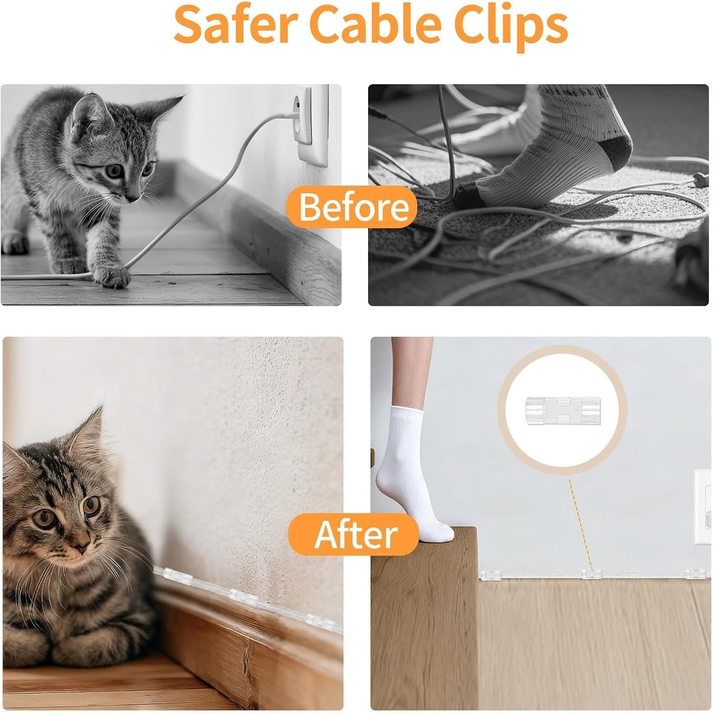 2 Pack Clear Extension Cord with Ul-Certified, 10 Feet Male to Female Extension