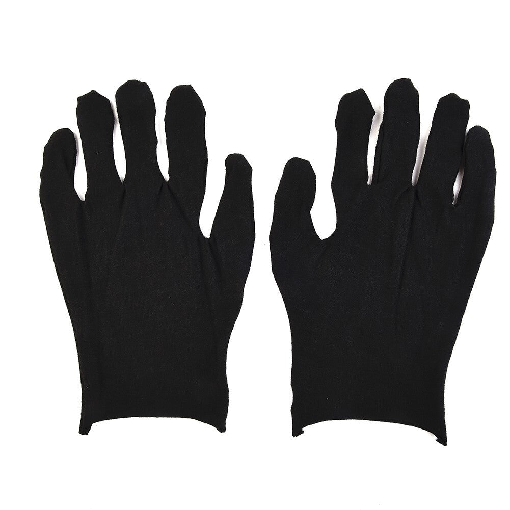 12 Pairs Black Cotton-Gloves Liner Moisturising-Eczema Butler-Beauty-Unisex