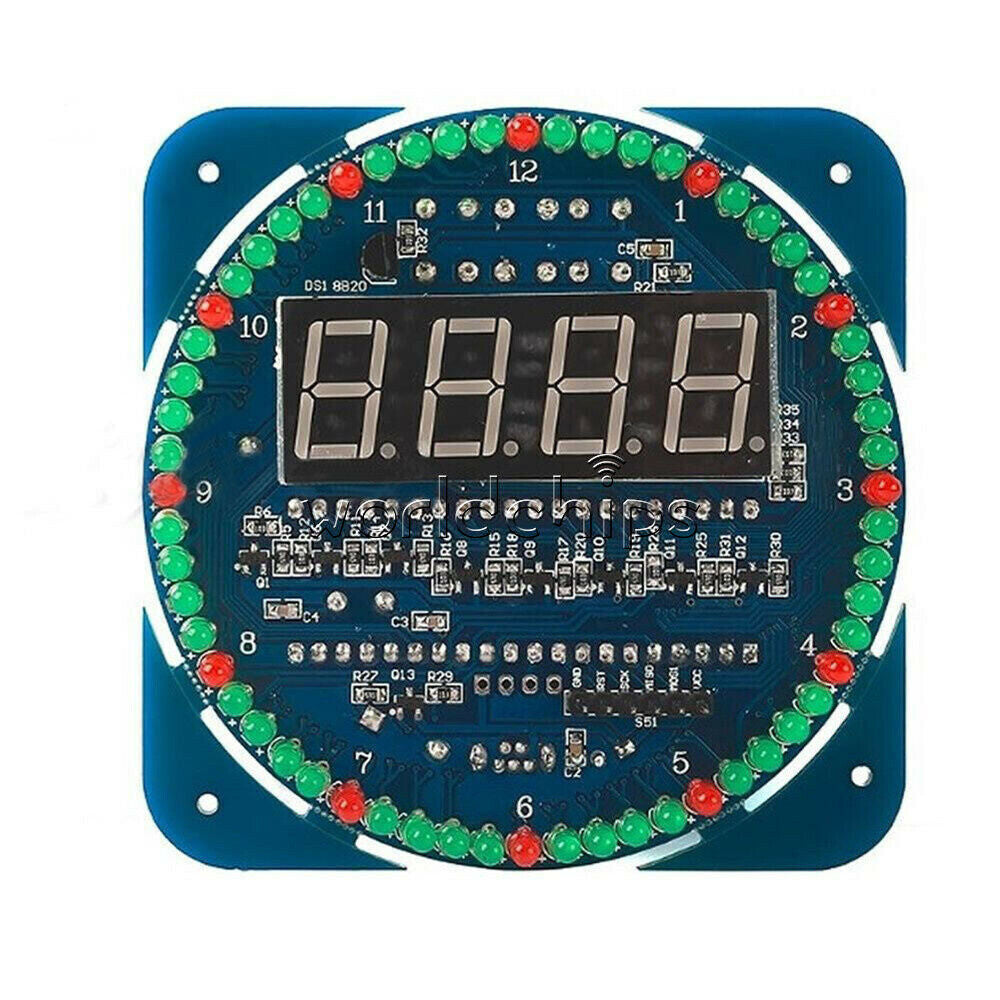 DS1302 Electronic Clock 51 MCU Learning Board Rotating LED Clock Kit /Assembled