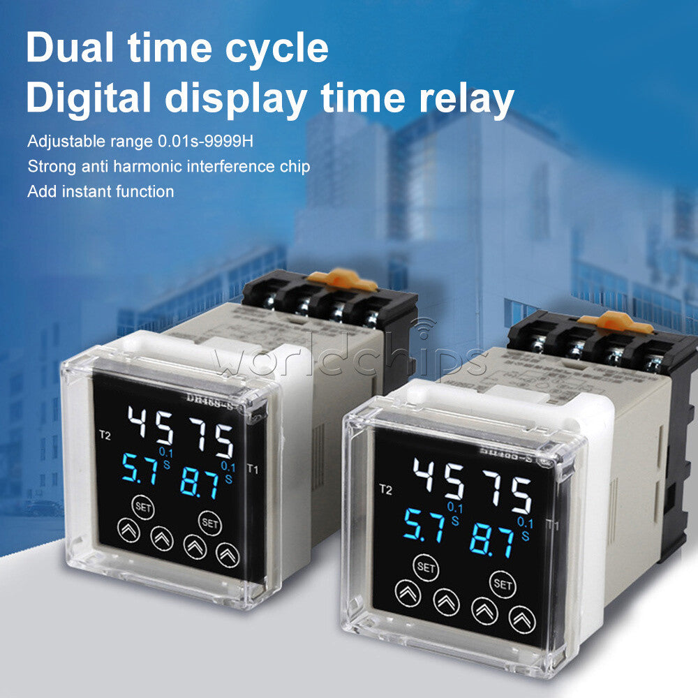 DH48S Digital Delay Time Relay Precision Programmable Cycle With Socket Base
