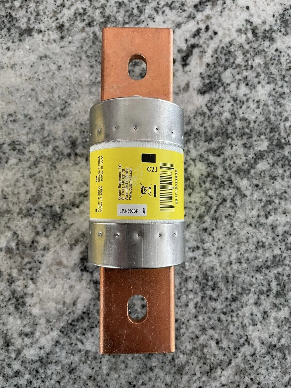 Bussmann LPJ-350SP 350 Amp 600Vac Low-Peak Dual-Element Class J Fuse LPJ350SP #P