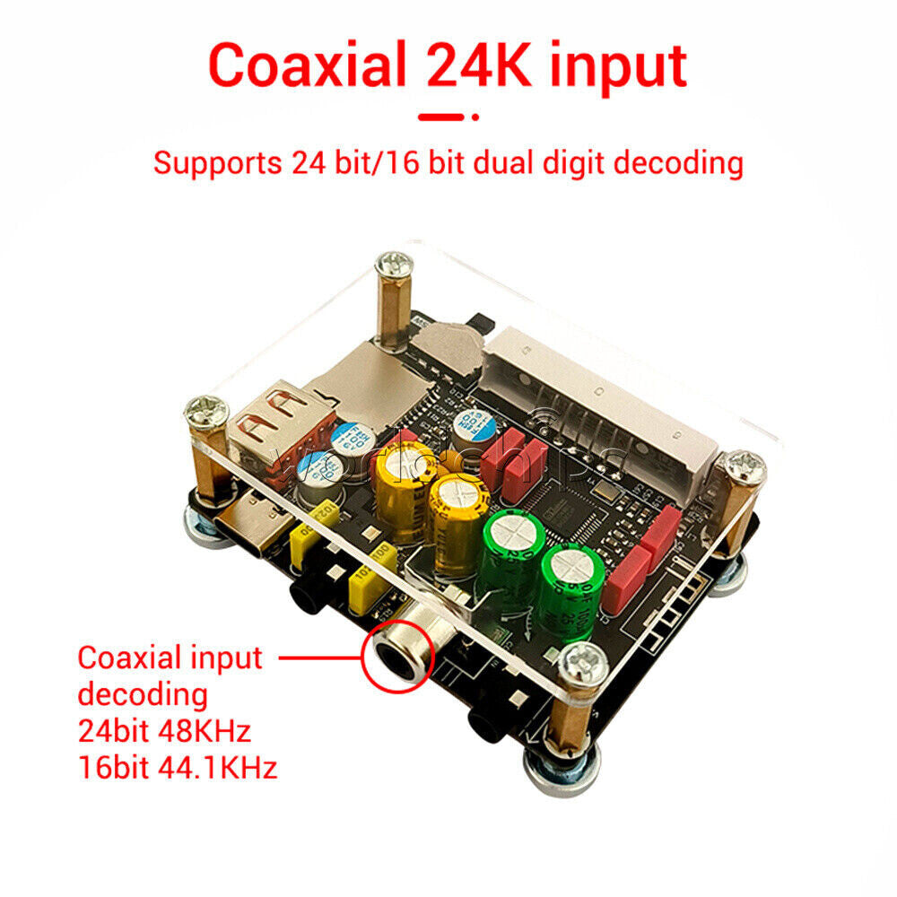 ZK-DAM-K1 Bluetooth U Disk Sound Card TF Decoder Board Front DSP Tuning Type-C