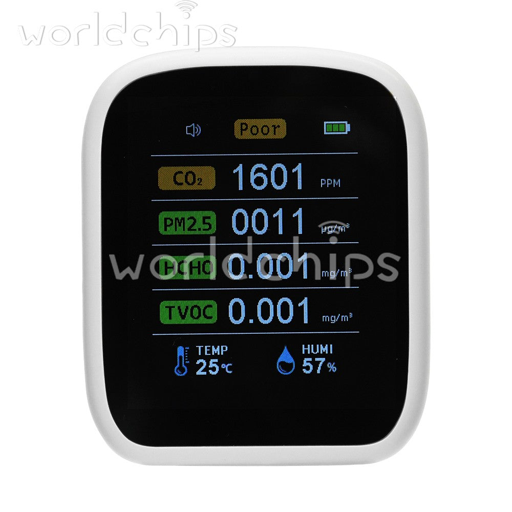 Portable WiFi Air Quality Monitor CO2 Temp & Humidity NDIR Sensor APP Control