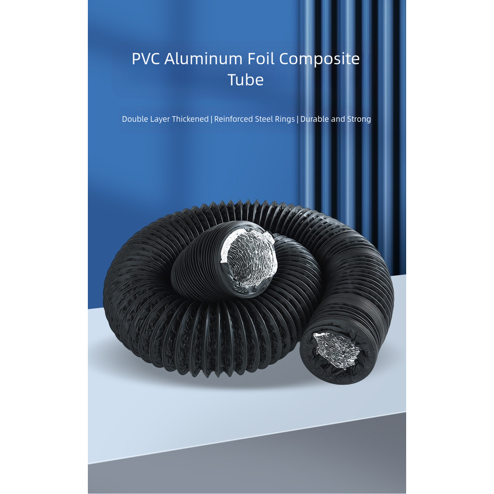 Black Double Layer PVC Aluminum Foil Flexible Air Duct Hose for Ventilation Use