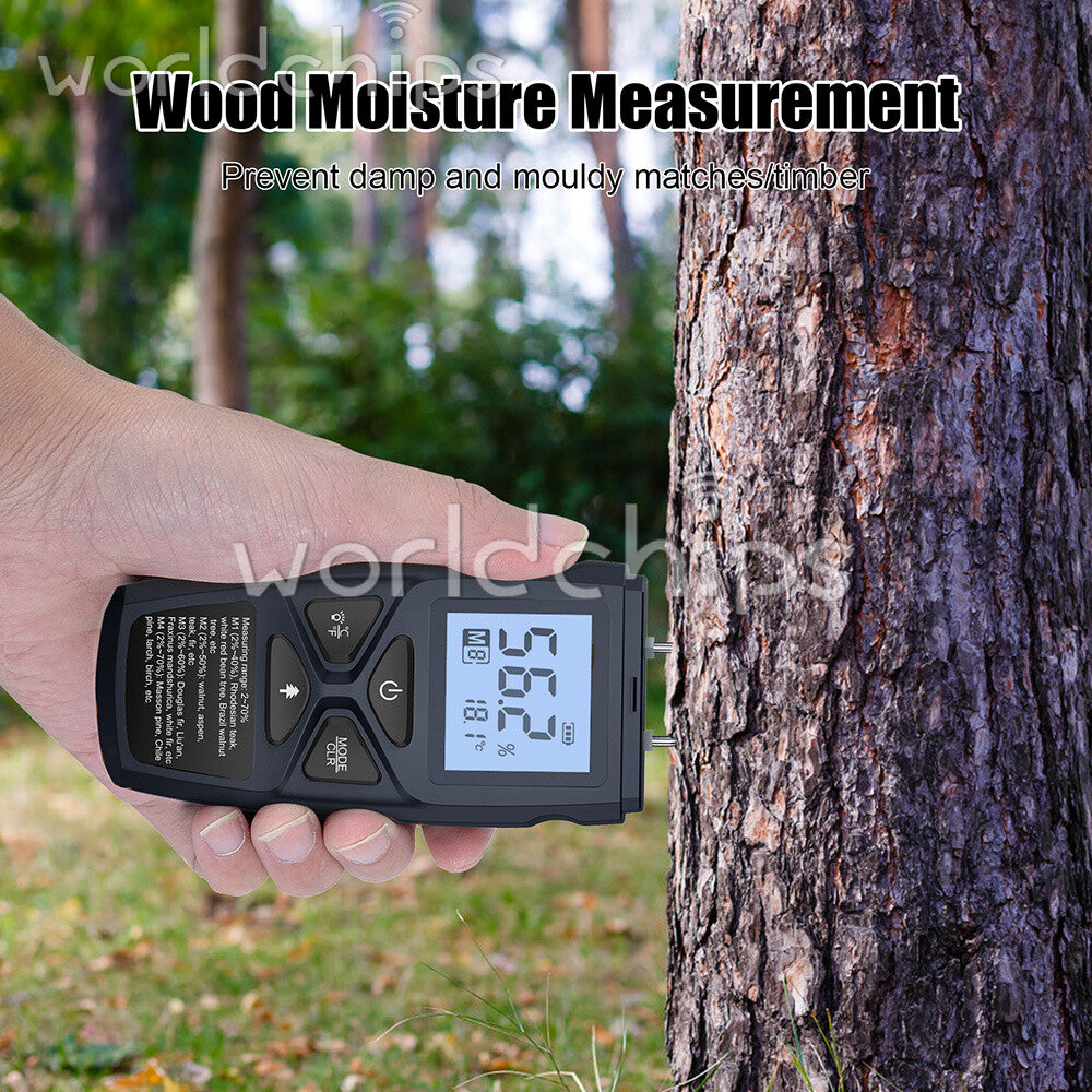 Digital Wood Moisture Meter Detector Tester Wood Firewood Paper Cardboard ℃/℉
