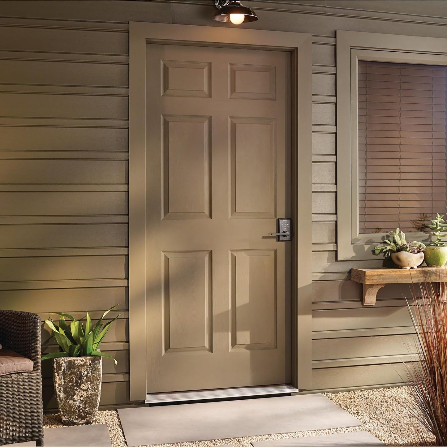 Touch Century Electronic Keyless Entry Lock, FE695, Latitude Lever, Matte Black