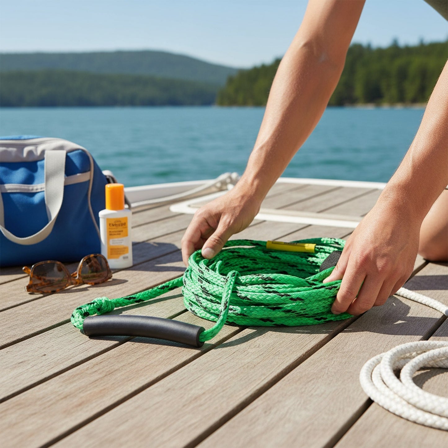 60ft 3K Marine Tow Rope for Tubing and Water Sports 1179kg Load Capacity