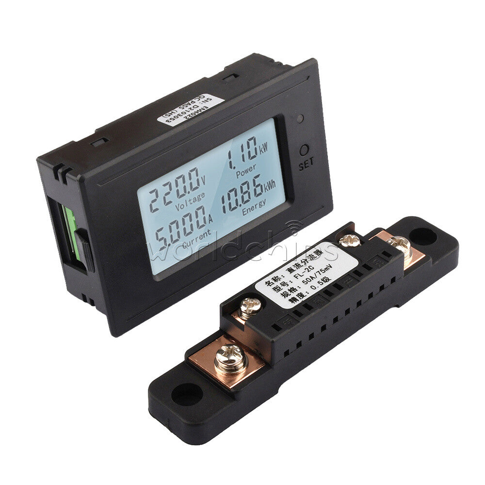 DC6-200V 20A 50A 100A Multi-functional Voltmeter Ammeter Digital LCD Power Meter