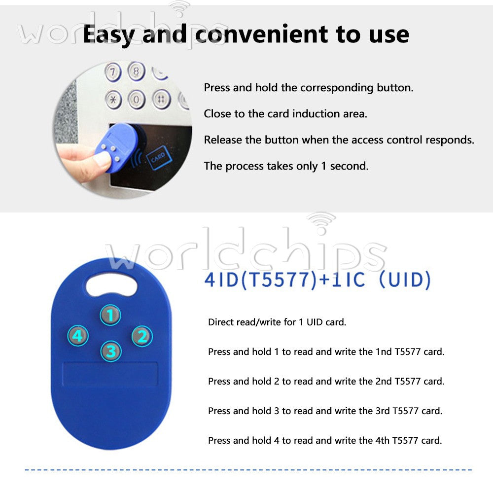 5pcs RFID multiple key fob 5-in-1 125khz T5577 EM ID writable IC 13.56Mhz keytag