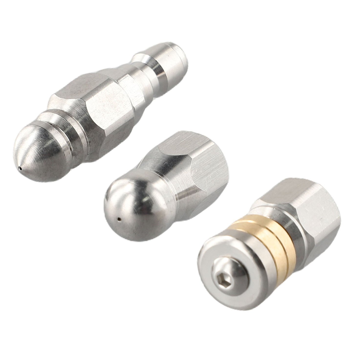 3 PCS Sewer Jetter Rotary Nozzle 1/4 In Pressure Washer Hose Quick-Connect