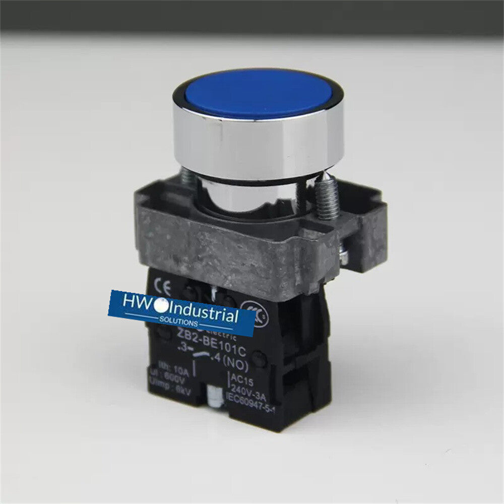 2/Piece  Flat Head Self Reset Button Switch XB2BA61C XB2-BA61C Blue 1NO