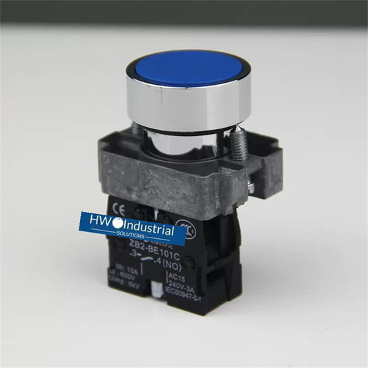 2/Piece  Flat Head Self Reset Button Switch XB2BA61C XB2-BA61C Blue 1NO