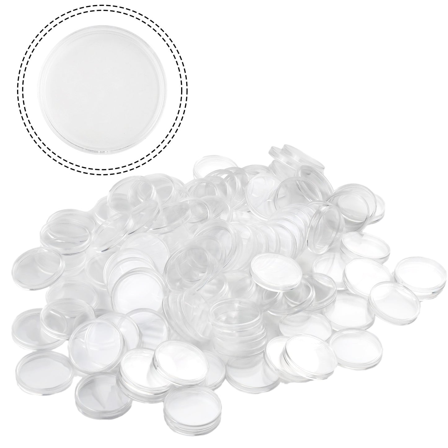 100Pcs Coin Case Holders 34mm Clear Plastic Capsules for Safe Coin Preservation